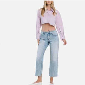 NWT Flying Monkey Women's High-Rise Raw Hem Cropped Dad Jeans F5584 size 30